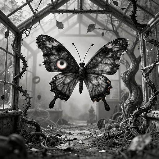 Gothic Silk Butterfly in Derelict Greenhouse