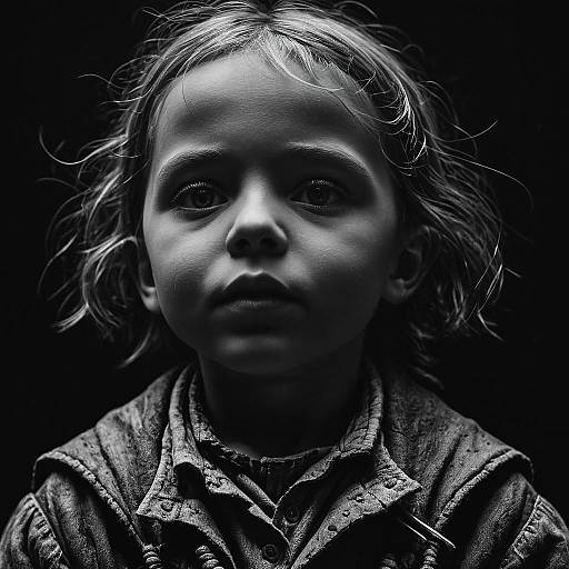 Cinematic Black and White Portrait of Child