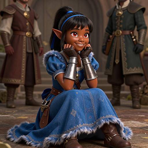 Meditative Dark-Skinned Elf Adventurer