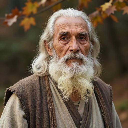 Serene Elderly Man in Autumn Forest