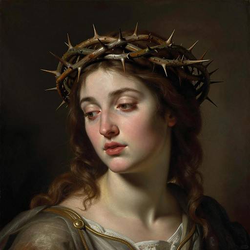 Serene Woman with Thorn Crown Art