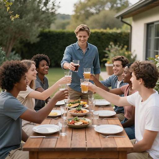 Diverse Group Toasting Outdoors