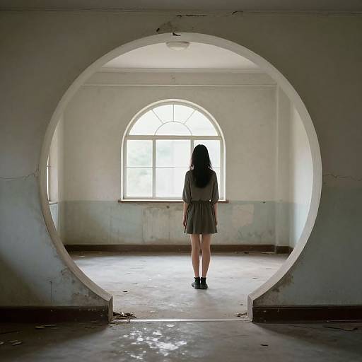 Girl Gazing Through Doorway Contrast