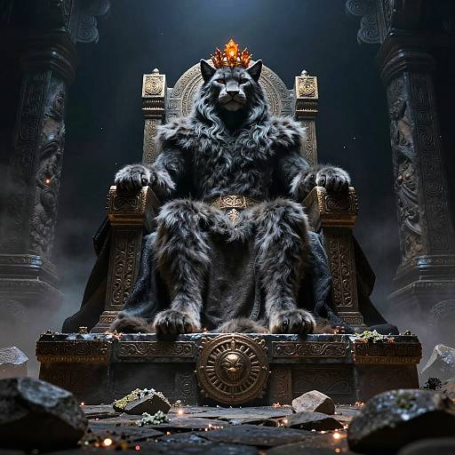 Regal Dire Lynx King in Moonlit Plateau