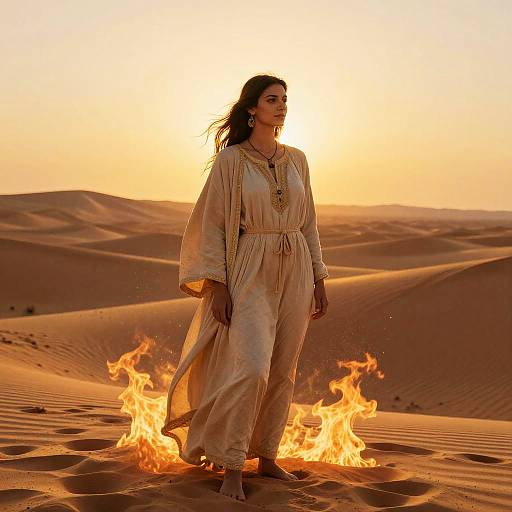 Desert Nomad Amidst Blazing Dunes