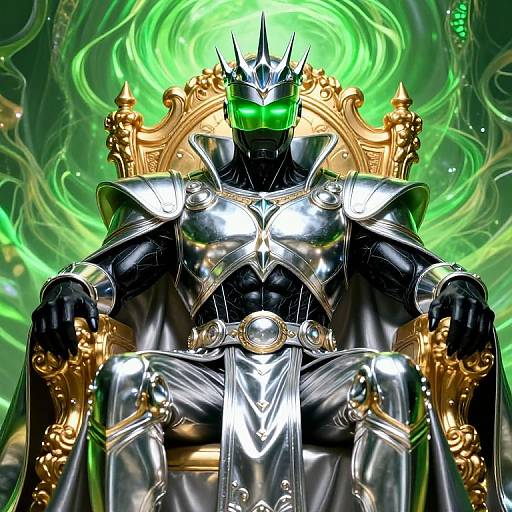 Regal Cyborg Monarch on Golden Throne