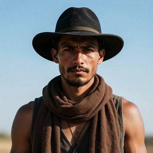 Rugged Man in Wide-Brimmed Hat