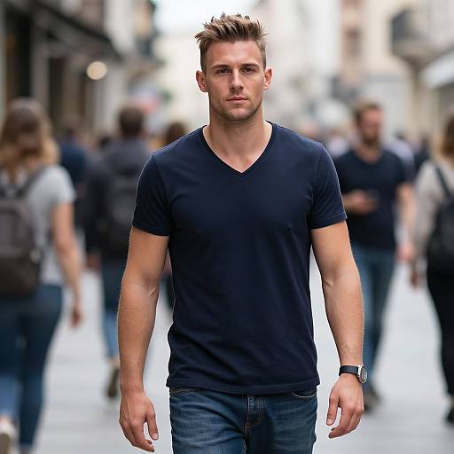 Confident Fit European Man with Butch Cut