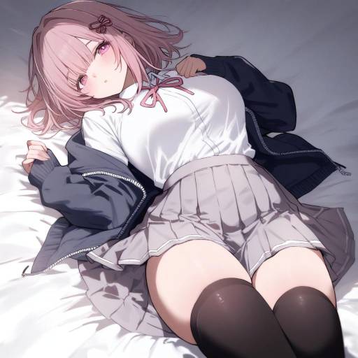Anime Girl Lying on Bed