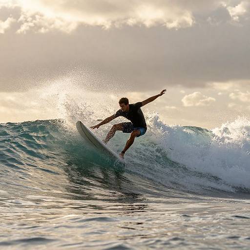 Surfers Riding Dramatic Ocean Waves