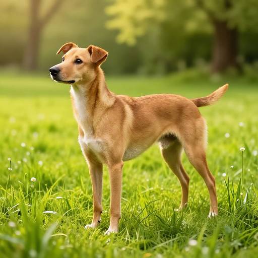 Surreal Dog in Vibrant Meadow