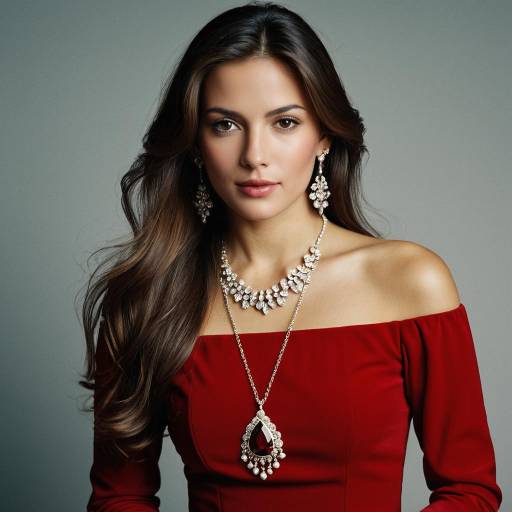 Elegant Spanish Elite Woman in Red Dress