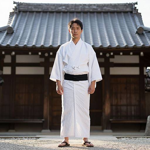 Asian Man in Traditional Kimono Portrait