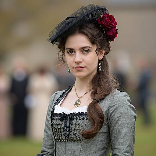 Victorian England Girl in Floral Hat