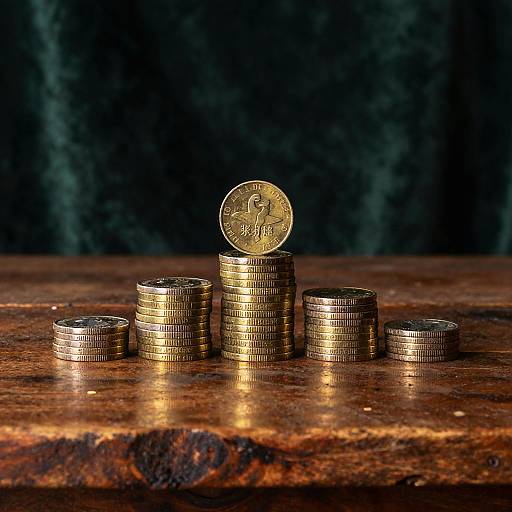 Stack of Polished Golddukaten Coins