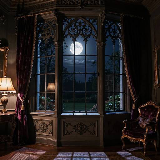 Nocturnal Gothic Mansion Elegance