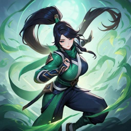 Illustration of Akali (legacy), league of legends in the style of Ie (raarami)