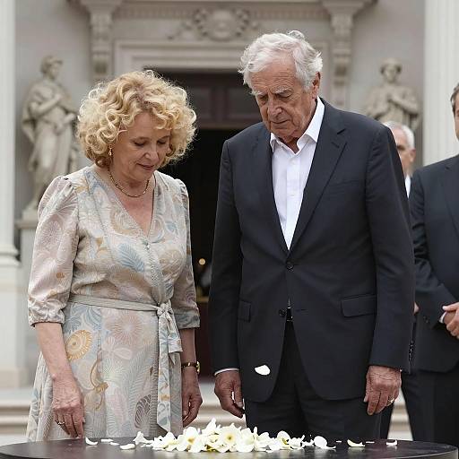 Elderly Couple Scattering Flower Petals