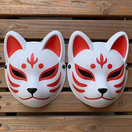 Stylized Aggressive Fox Masks Display