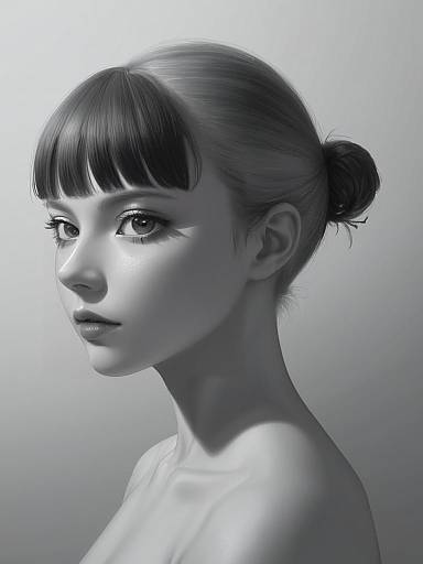 Monochrome Photorealistic Female Bust Portrait