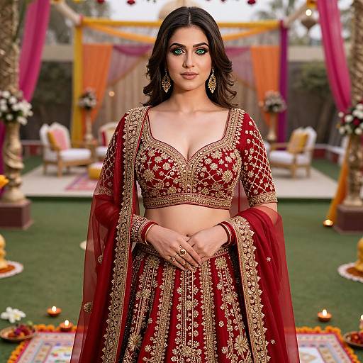 Elegant Red Lehenga at Festive Wedding