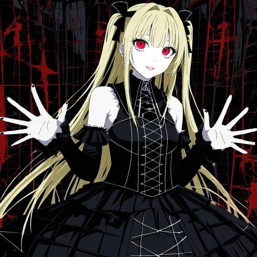 Illustration of Amane misa, death note in the style of Purin a la mode (popup)