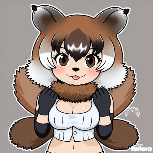 Illustration of American beaver (kemono friends), kemono friends in the style of Meremero