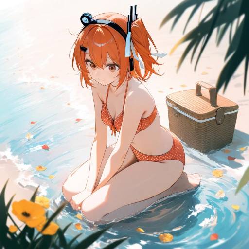 Adachi Rei Enjoying a Beach Picnic