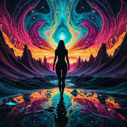 Surreal Celestial Woman in Vibrant Colors