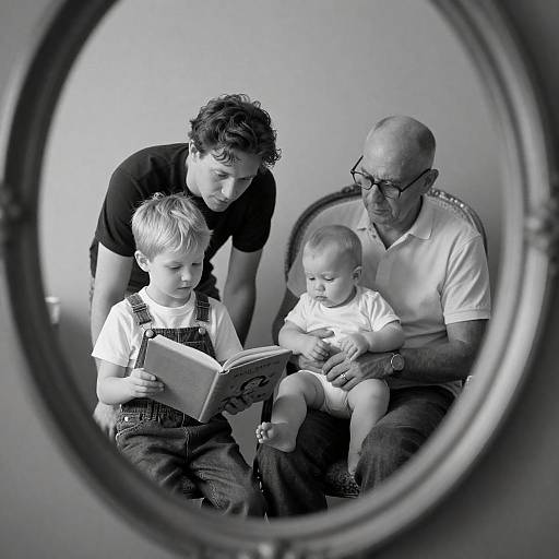 Intriguing Black-and-White Family Scene