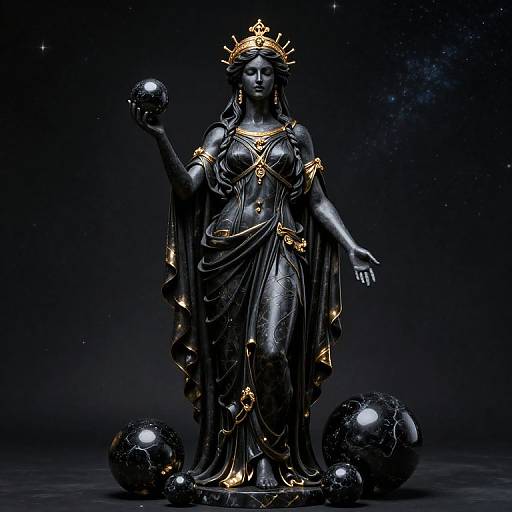 Mystical Greek Goddess with Black Marble