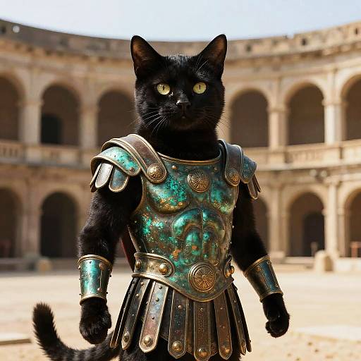 Ancient Greek Warrior Black Cat