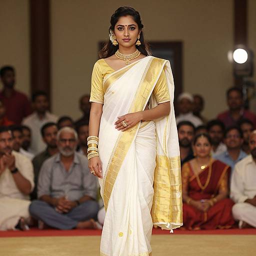 Roman Toga Party in Yellow Sari