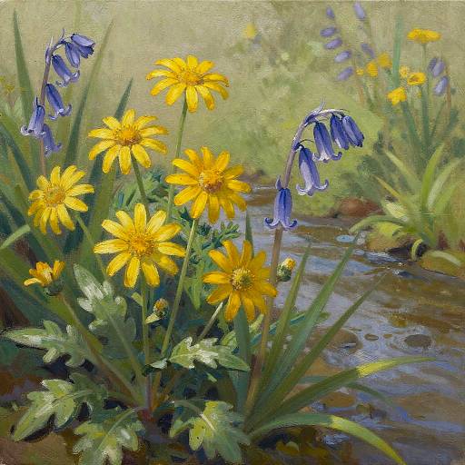 Wildflowers Beside a Quiet Stream