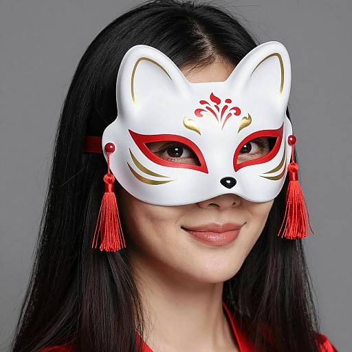 Elegant Woman in Fox Mask Portrait