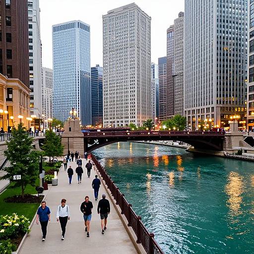 Chicago Riverwalk Evening Stroll