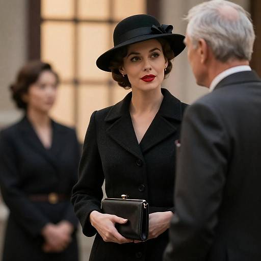 Vintage Scene: Red-Lip Woman and Gentleman