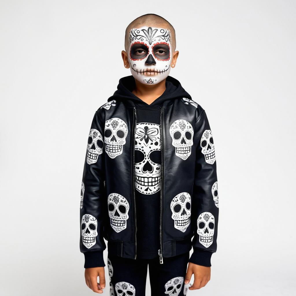 Smirking Boy with Skull Face Paint