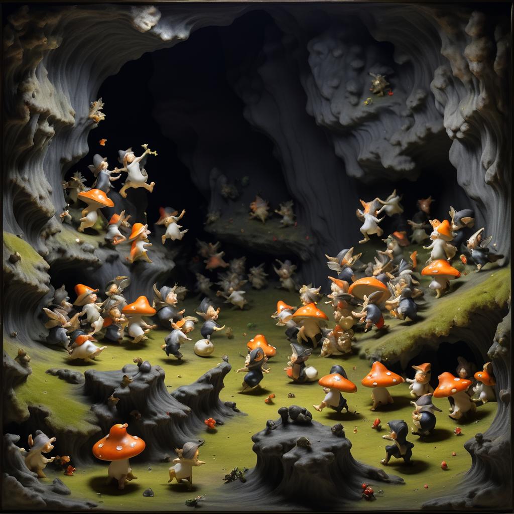 Imps in a Dark Goya-Inspired Cave