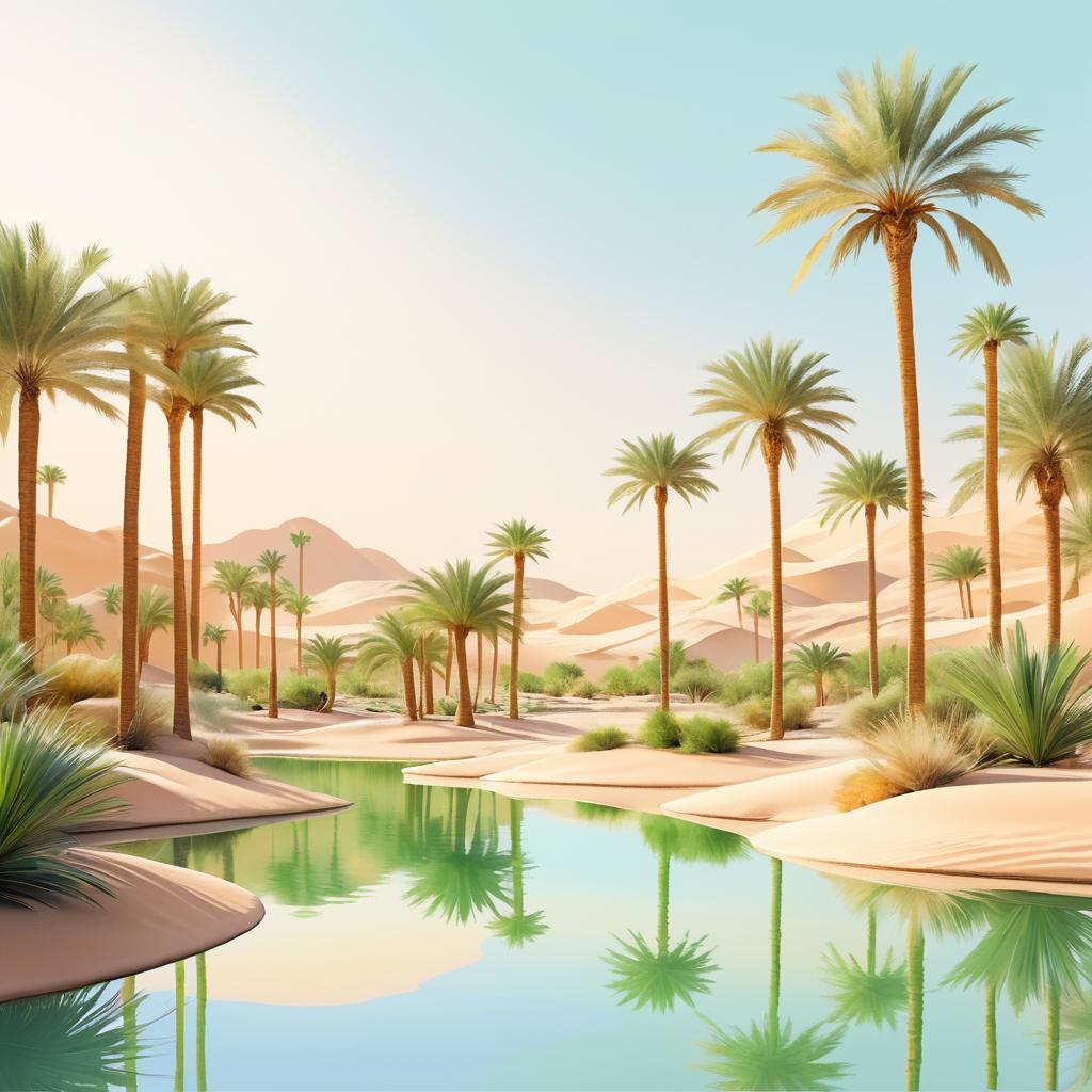 Serene Desert Oasis with Exotic Wildlife