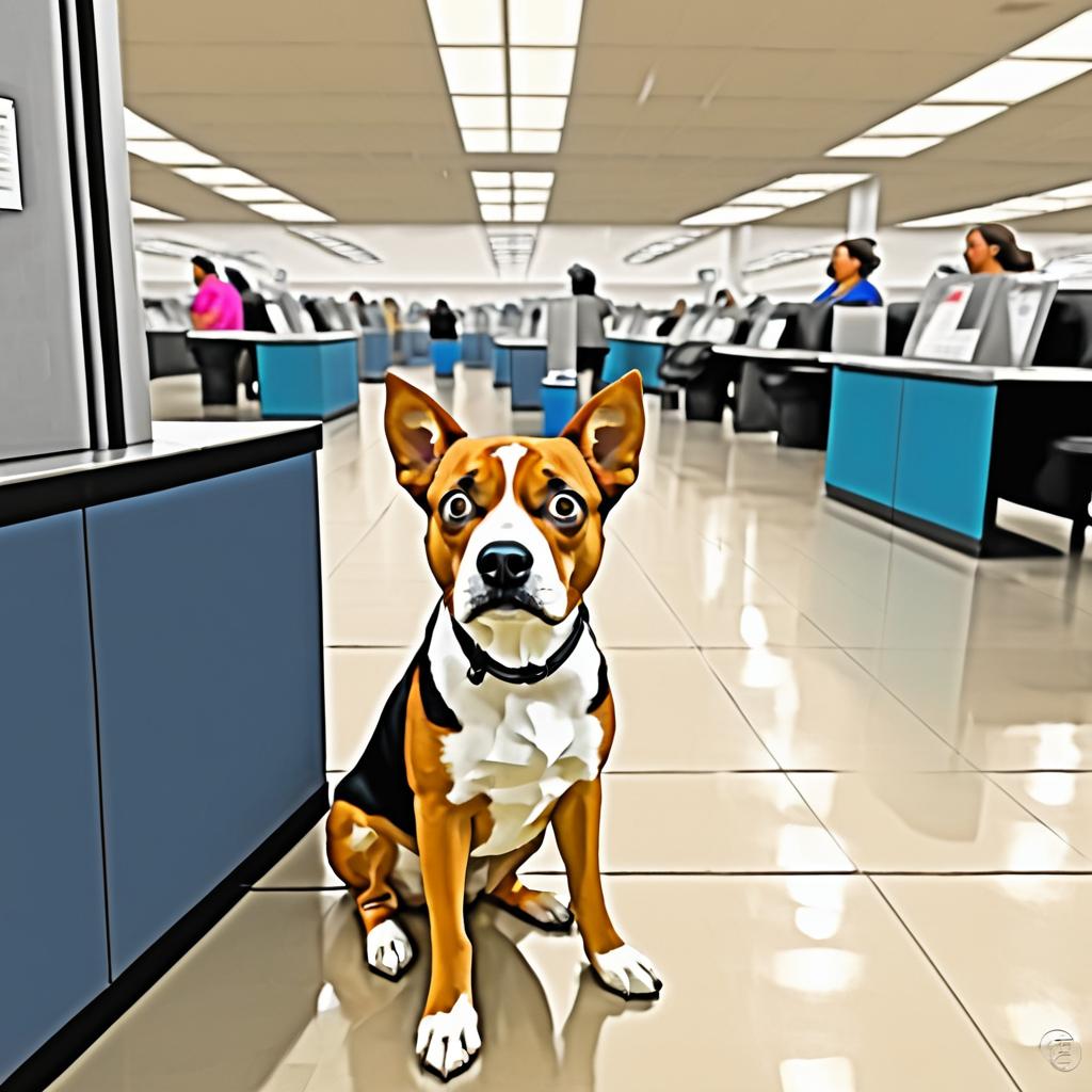 Perplexed Dog Waiting at the DMV