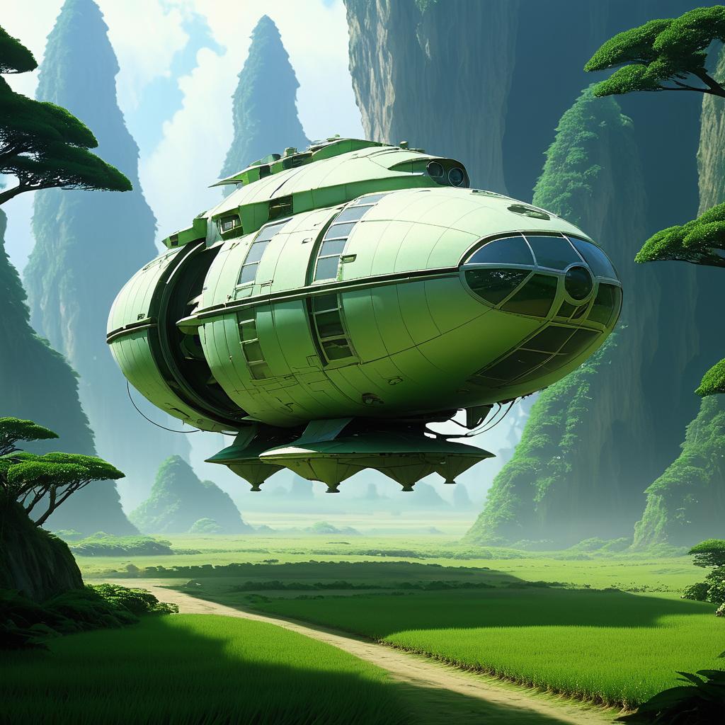 Cinematic Organic Dropship Landers Inspired by Miyazaki