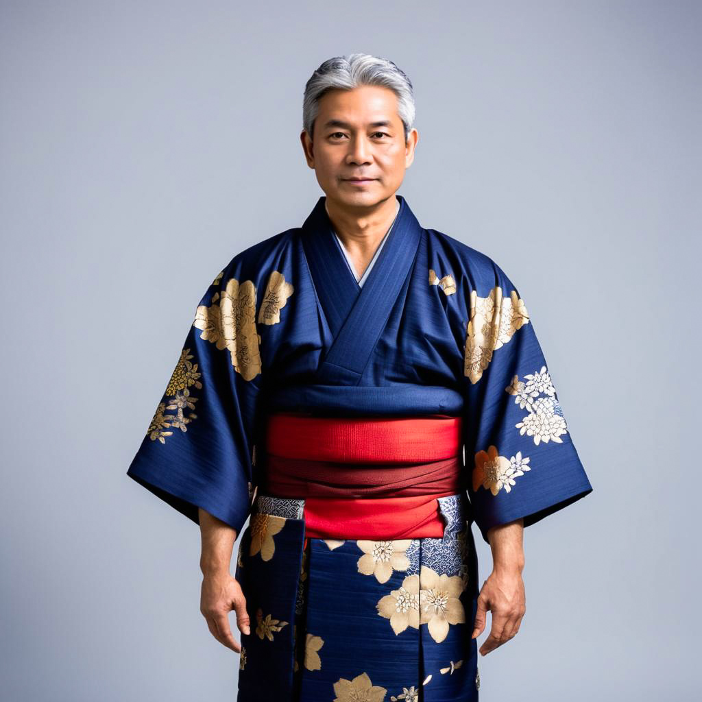 Proud Man in Traditional Kimono