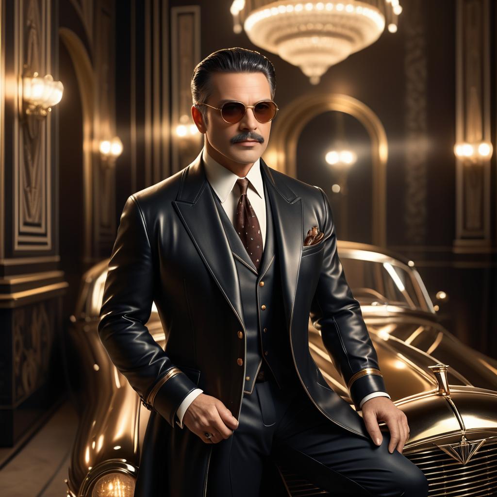 Dashing Aviator in Vintage Hollywood Elegance