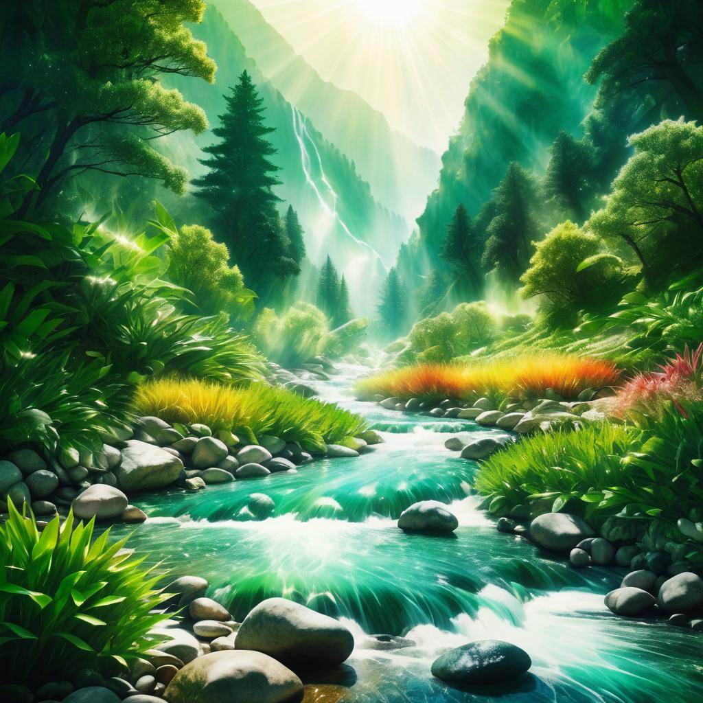 Surreal River Landscape with Vibrant Nature