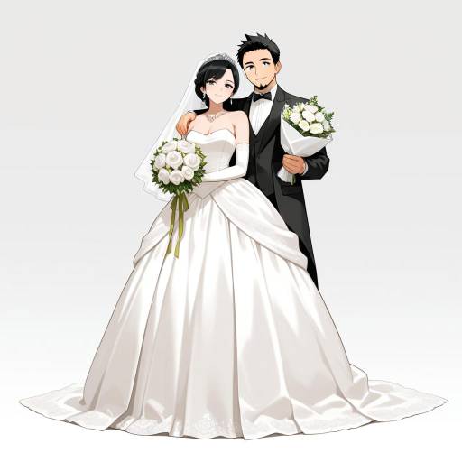 Elegant Wedding Couple Portrait in Attire Elegant Wedding Couple Portrait in Attire