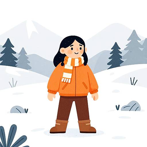 Whimsical Snow Girl Illustration