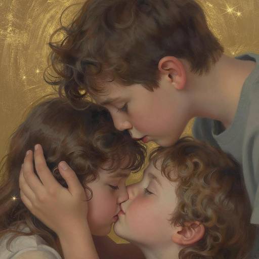 Tender Moment Between Curly-Haired Children