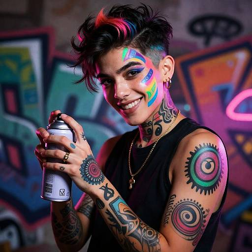 Neon Cyberpunk Street Artist Portrait