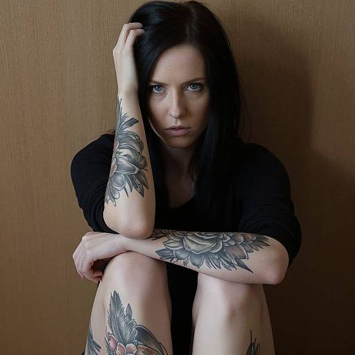 Tattooed Woman with Intense Gaze